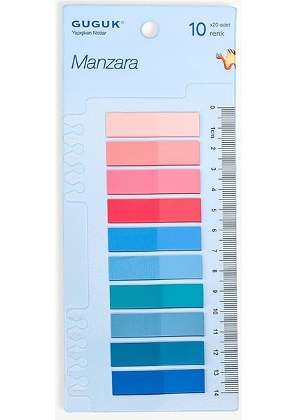 Manzara 10 Renkli Cetvelli Şeffaf Pet Index • Index Sticker • Post-It • Sticky Note
