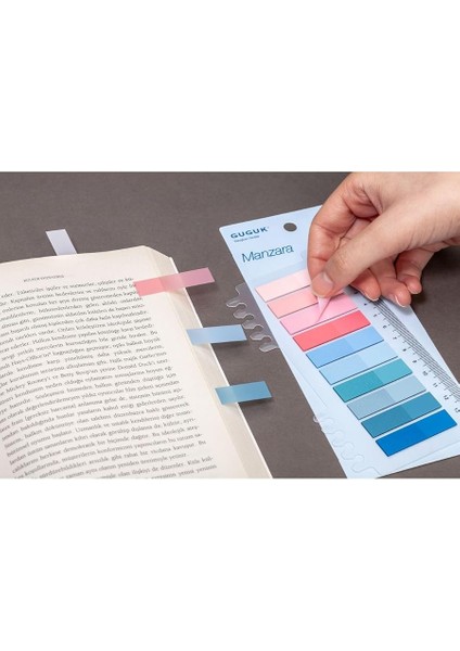 Manzara 10 Renkli Cetvelli Şeffaf Pet Index • Index Sticker • Post-It • Sticky Note modelleri