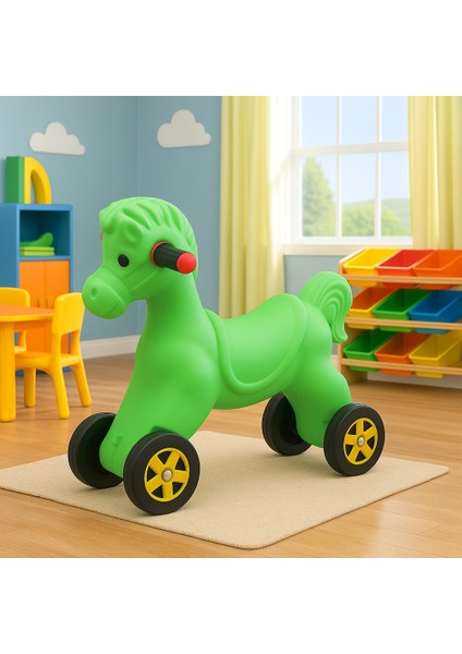 Tekerlekli Sürülebilir At – Çocuk Binme Oyuncağı | Anaokulu, Kreş | 2-5 Yaş Dayanıklı Denge Oyuncağı