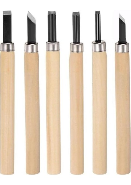 Ahşap Seramik Oyma Seti 6 Lı 1 Paket Iskarpela Seti Paslanmaz Çelik Bıçaklı Ağaç Oyma Heykel Hobi Kretuar Gravür