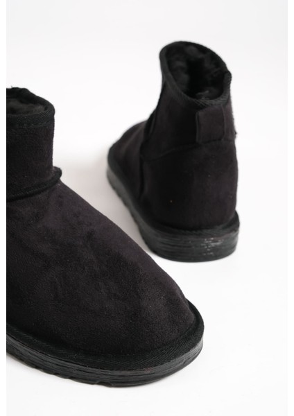 Jolıe Bağcıksız Düz Taban Içi Kürklü Kısa Süet Kadın Bot Sst - Siyah fırsatları