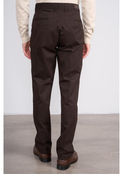 1 Kahverengi Erkek Pamuk Gabardin Regular Pantolon