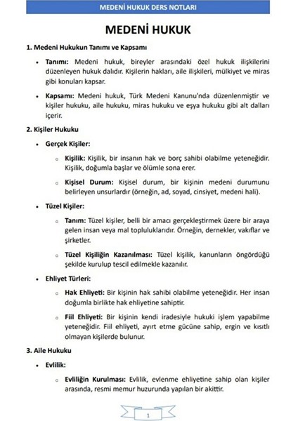 Medeni Hukuk Ders Notları indirimleri