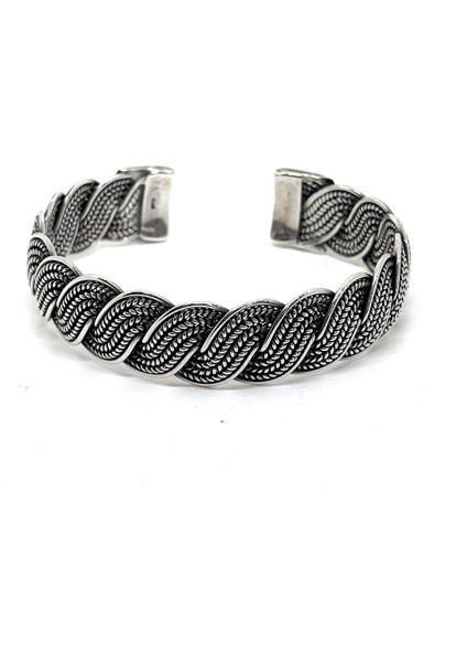 Oksitli Orta Örgü Gümüş Bilezik