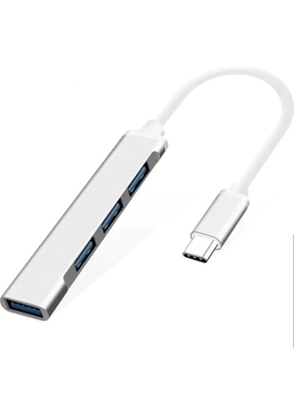 Type-C To USB Hub 4 Port Metal USB Çoğaltıcı Macbook Uyumlu USB 3.0 Hub Otg USB Adaptör Çoklayıcı