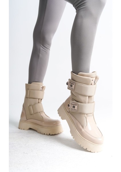 Elısa Cırt Cırtlı Paraşüt Kumaş Rugan Kadın Bot Rkt - Krem