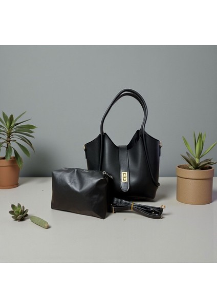 Makyaj Çantalı Uzun Kol Askılı Kadın Omuz Çantası