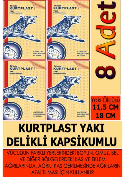 Kurtplast Yakı Delikli Kapsikumlu 8 Adet * Yeni Ürün - Yakı Ölçüsü : 11,5 cm x 18 cm