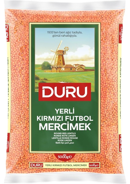 Duru Kırmızı Futbol Mercimek 5 Kg, Yüksek Lifli, Düşük Yağlı, Protein Kaynağı, Yerli Üretim
