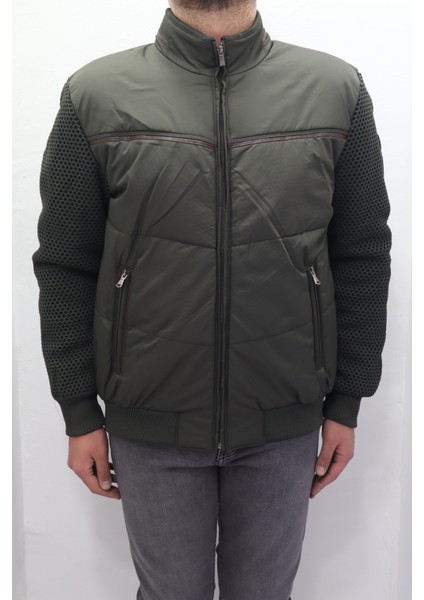 Fistan Store Erkek Hakim Yaka Spor Kesim Normal Kalıp Kolları Çelik Örgü Kışlık Mont