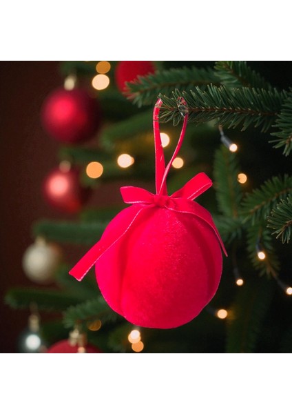 Yılbaşı Topu 8cm Kadife 3lü Fiyonklu Kırmızı AST7261 fiyatları
