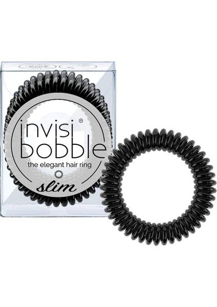 Invisibobble - Slim - True Black - Ince Spiralli Saç Tokası 3 Adet