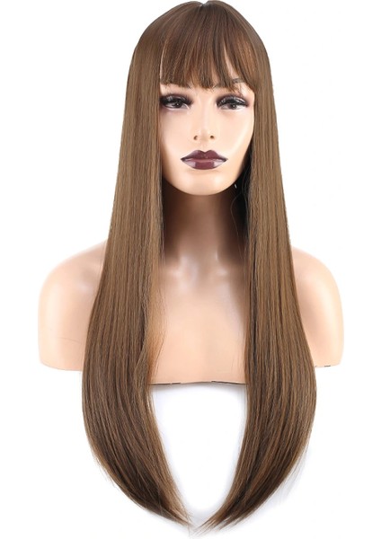 Düz Perçemli Uzun Fiber Sentetik Peruk - Kumral fiyatları