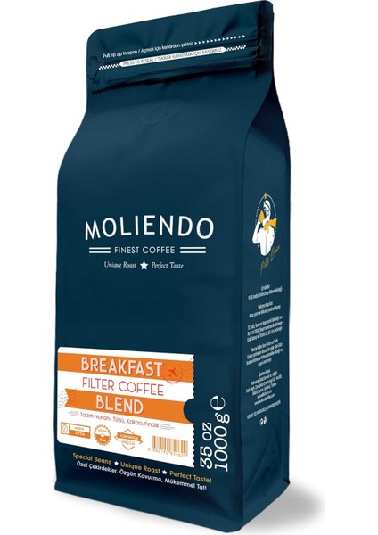 Moliendo Finest Coffee Breakfast Blend Filtre Kahve (Çekirdek) 1000 G