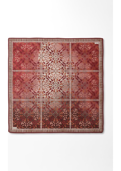 Kiremit Vectör Desen Twill İpek Eşarp modelleri