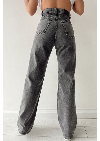 Elite Aideen Yüksek Bel Antrasit/füme Salaş Jean Denim Pant. fiyatları