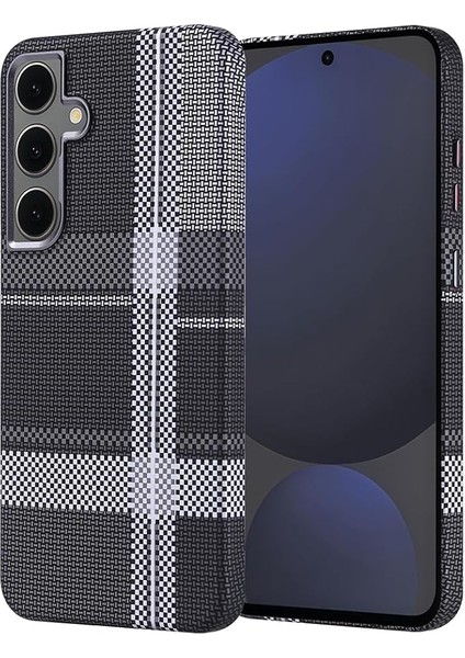 Samsung Galaxy S24 Fe ile Uyumlu Kılıf Magsafe Şarj Özellikli Karbon Fiber Görünümlü Nekst Kapak [ Tam Uyumlu, Karbon Fiber Görünümlü] ] - Gri-Siyah