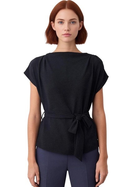 Kadın Düğmeli Kuşaklı Kolsuz Bisiklet Yaka Üst Kaliteli Şık Rahat Modern Zarif Günlük fiyatları