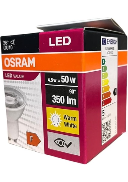 4,5W GU10 LED Ampul - 10'lu Ekonomik Paket, 350 Lumen, 3000K Sarı Işık, 36° Işık Açısı, 15.000 Saat Ömür, Enerji Verimli indirimleri