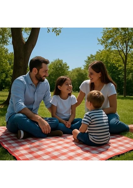Piknik Örtüsü 200X150 cm Su Geçirmez Çift Katlı Kamp ve Plaj Örtüsü (Kırmızı) fiyatları