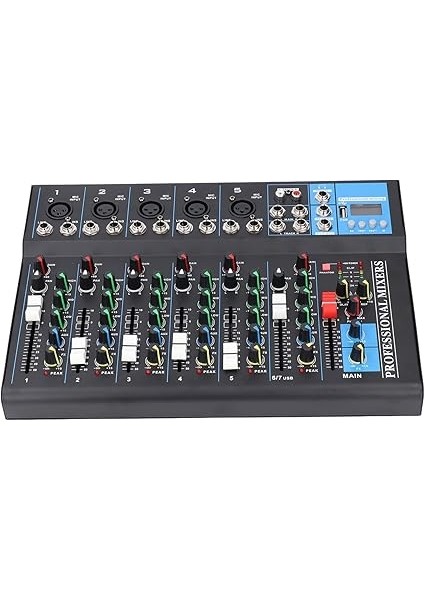 7 Kanal Mikser Profesyonel USB Ses Kartı Karıştırma Konsolu Canlı Performans, Metal Malzeme (Ab Fişi) indirimleri