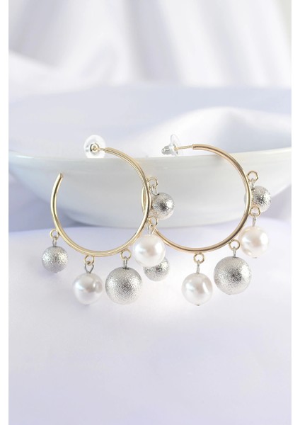 Bfs Pirinç Gümüş Renk Topçuk Model Gold Renk Halka Küpe fiyatları