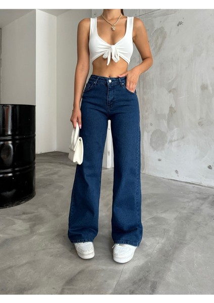 Armour Yüksek Bel Likralı Palazzo Bol Paça Jean (New)