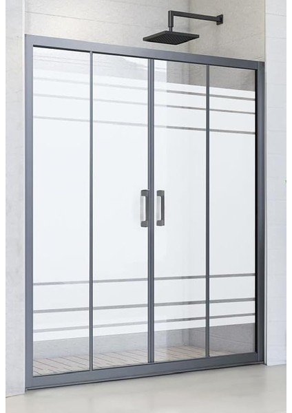 Duşakabin Ön Cephe Siyah Profil 5mm Desenli Yükseklik 190 cm (144 Cm)