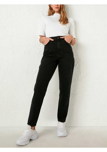 New Staigers Siyah Yüksek Bel Likralı Mam Jean fiyatları
