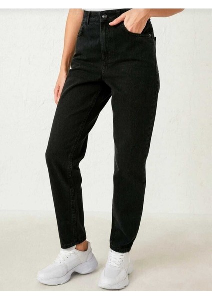 New Staigers Siyah Yüksek Bel Likralı Mam Jean modelleri