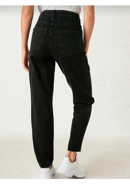 New Staigers Siyah Yüksek Bel Likralı Mam Jean fırsatları