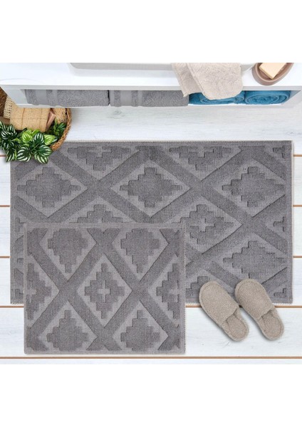 Soft Nil 2'li Banyo Paspası - Gri - 60X100 cm + 50X60 cm fırsatları