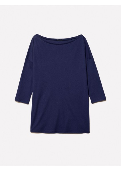 Modal Karışımlı Kayık Yaka Regular Fit T-Shirt Kadın Lacivert T-Shirt - 325P3QU4L12EE fiyatları