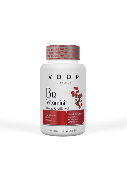 Vitamin B12 Biotin ve Folik Asit 60 Kapsül 3 Adet
