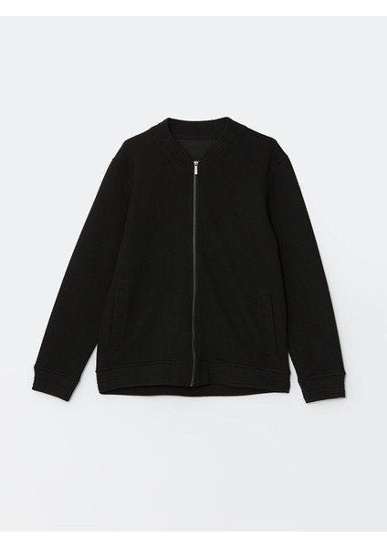 Yeni Sezon Kolej Yaka Uzun Kollu Erkek Fermuarlı Sweatshirt