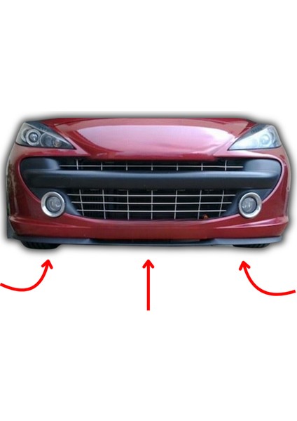 Peugeot 207 Uyumlu Evrensel Universal 3 Parça Cupra Kupra Ön Ek Tampon Dili Lip Esnek Karlık modelleri