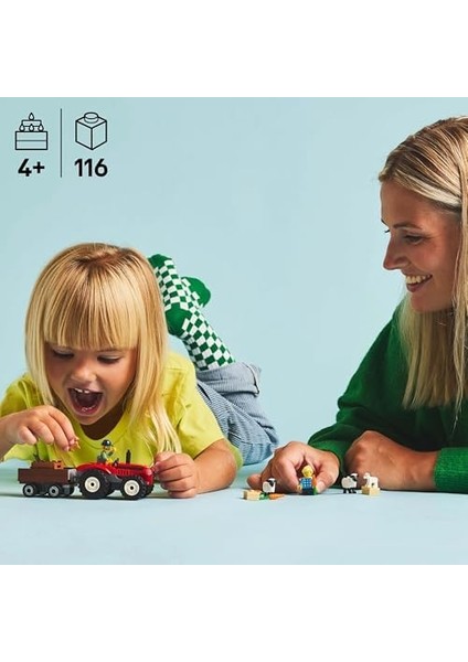 City Römorklu Kırmızı Çiftlik Traktörü ve Koyun 60461-4 Yaş ve Üzeri Çocuklar Için Yaratıcı Oyuncak Yapım Seti, Doğum Günü Hediyesi (116 Parça) fiyatları