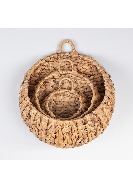 3'lü Asılabilir El Yapımı ve Doğal Yuvarlak Hasır Dekoratif Mektupluk ve Anahtarlıjk Seti, 3'lü Hasır Yuvarlak Saksı Seti, Hasır Kapı Süsü 3'lü Set indirimleri