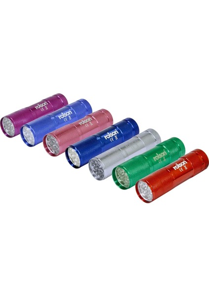 61693 9 LED Aluminium Torch, Assorted Colours