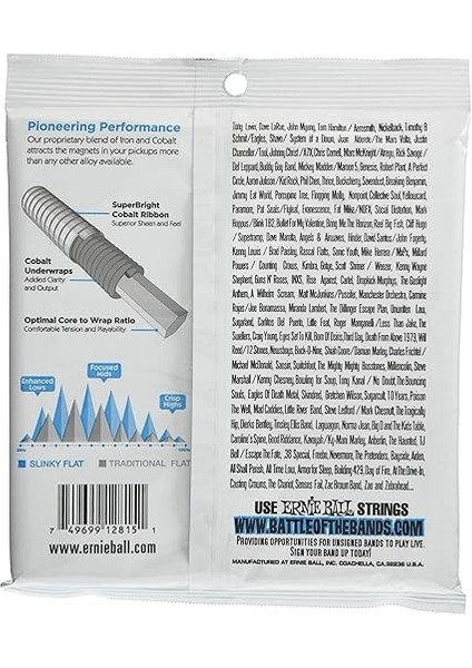 Ball Extra Slinky Flatwound Elektrik Bas Telleri, Ölçü 40-95 modelleri