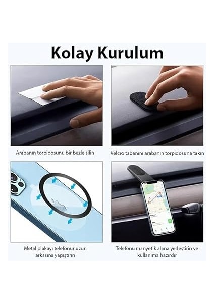 MA-160 Araç Torpido Üstü Katlanabilir Manyetik Telefon Tutucu, Sıyah fırsatları