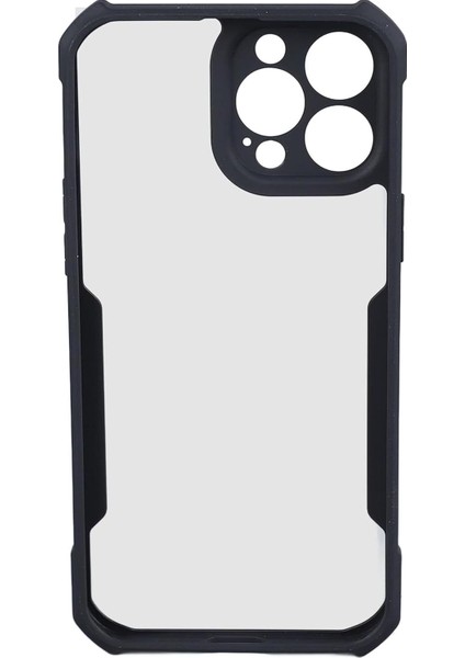 16 Pro Max Siyah Kenarlı Şeffaf Kılıf, Şok Emici Tam Kasa Koruma, Şık Siyah Çerçeveli Transparan Kapak