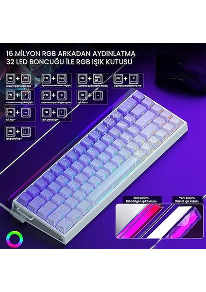 Hero 68 He Manyetik Klavye Rapid Trigger Dragon King Switch 8000Hz Rgb Neon Tkl Hot Swap Oyuncu Klavyesi Mor modelleri