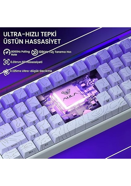 Hero 68 He Manyetik Klavye Rapid Trigger Dragon King Switch 8000Hz Rgb Neon Tkl Hot Swap Oyuncu Klavyesi Mor fırsatları