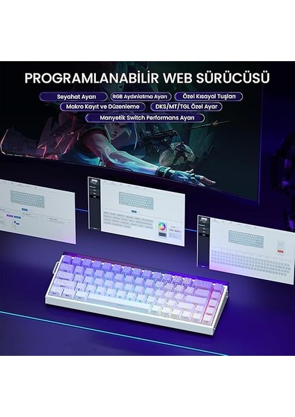 Hero 68 He Manyetik Klavye Rapid Trigger Dragon King Switch 8000Hz Rgb Neon Tkl Hot Swap Oyuncu Klavyesi Mor indirimleri