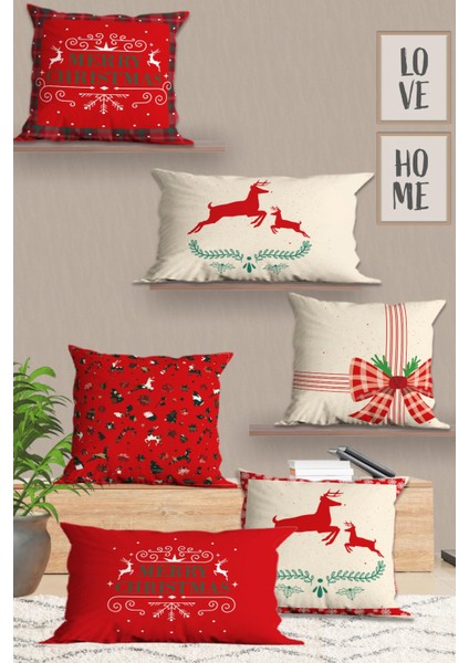 6’li Yılbaşı Desenli, Dikdörtgen, Çift Tarafı Dijital Baskı, Yastık Kılıfı,kırlent Kılıfı, Fermuarlı