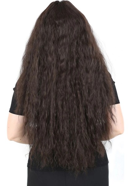 Uzun Perçemli Kabarık Dalgalı Fiber Sentetik Peruk - Kahverengi fırsatları