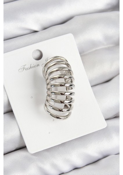 Bfs Pirinç Yay Model Gümüş Renk Sağ Kıkırdak Küpe