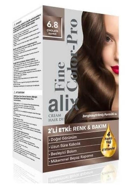 Alix Kit Saç Boyası 50 ml 6.8 Çikolata Kahve