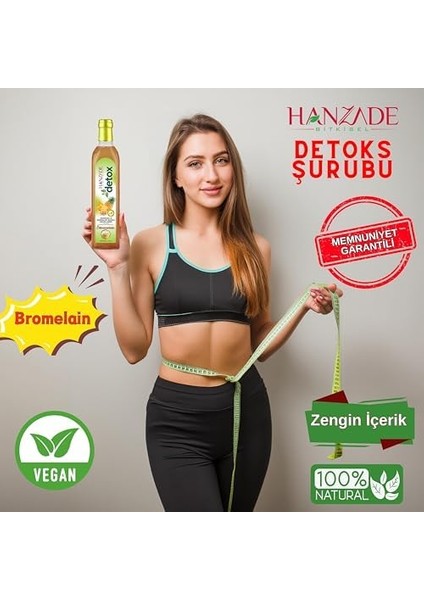 Hanzade Bitkisel Ananaslı & Sandaloz Sakızlı Detox Şurubu Kürü Bromelain 475 ml 3&apos;lü Set Güçlü Antioksidan Formül fiyatları